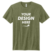 Volunteer Knitwear Tri Tee, Military Green Heather, Front view, Mockup