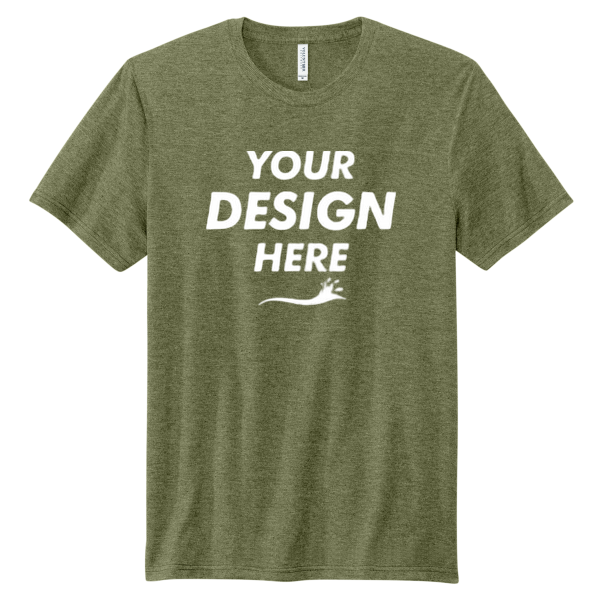Volunteer Knitwear Tri Tee, Military Green Heather, Front view, Mockup
