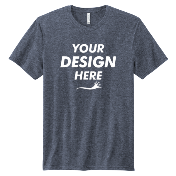Volunteer Knitwear Tri Tee, Navy Heather, Front view, Mockup