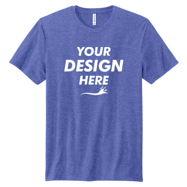 Volunteer Knitwear Tri Tee, True Royal Heather, Front view, Mockup
