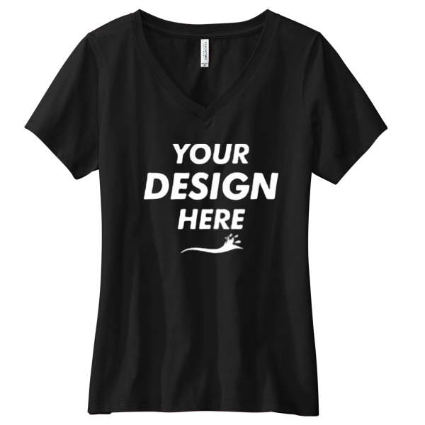 Volunteer Knitwear Women's Daily V Neck Tee, Deep Black, Front view, Mockup