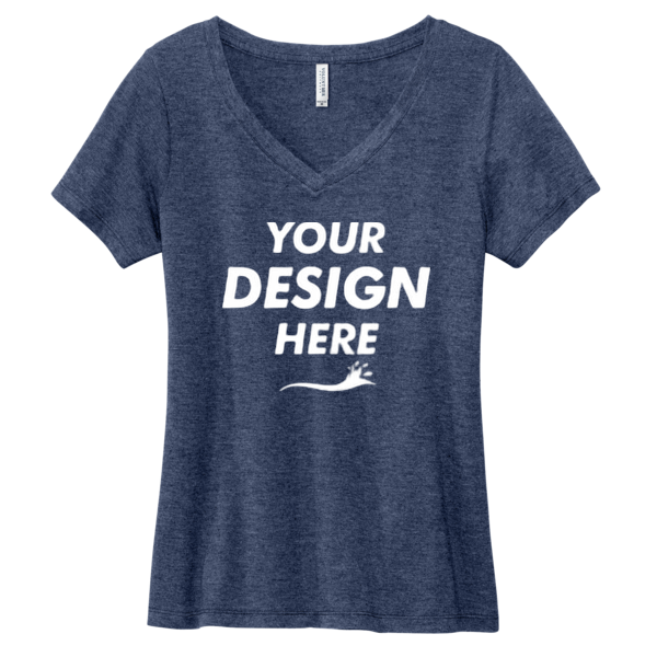 Volunteer Knitwear Women's Daily V Neck Tee, Heather Navy, Front view, Mockup