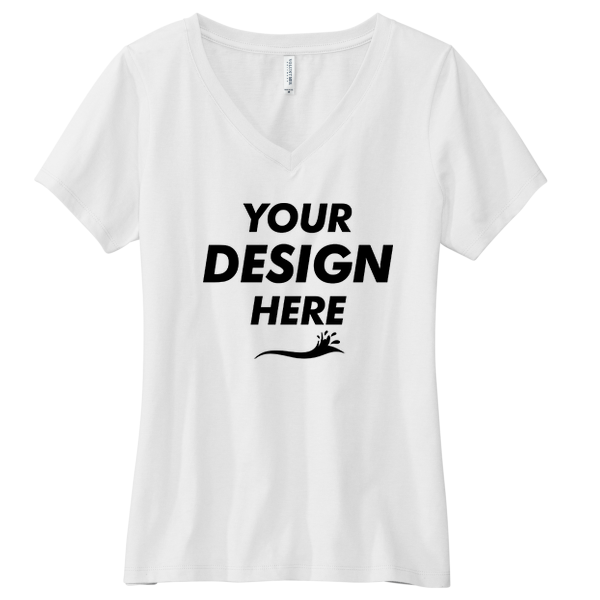Volunteer Knitwear Women's Daily V Neck Tee, White, Front view, Mockup