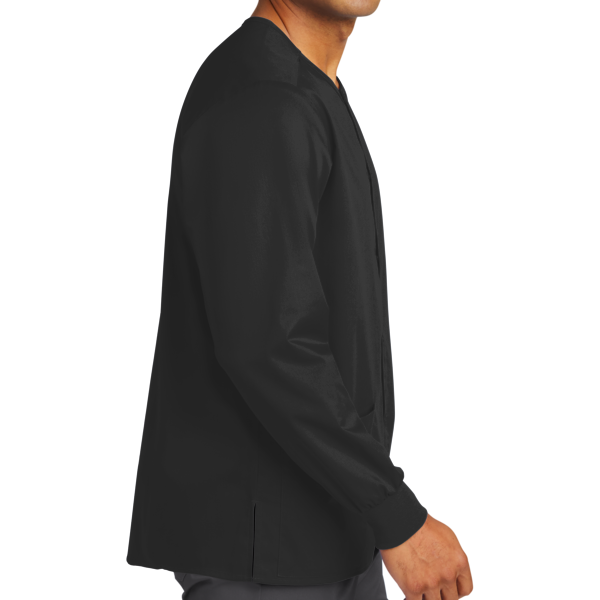 Wink Unisex WorkFlex Snap Front Scrub Jacket, Black, Right Sleeve view