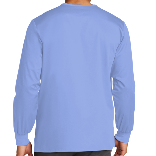 Wink Unisex WorkFlex Snap Front Scrub Jacket, Ceil Blue, Back view