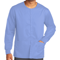 Wink Unisex WorkFlex Snap Front Scrub Jacket, Ceil Blue, Front view