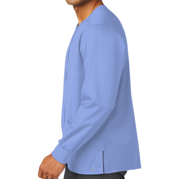 Wink Unisex WorkFlex Snap Front Scrub Jacket, Ceil Blue, Left Sleeve view