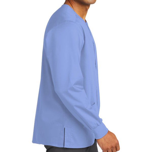 Wink Unisex WorkFlex Snap Front Scrub Jacket, Ceil Blue, Right Sleeve view