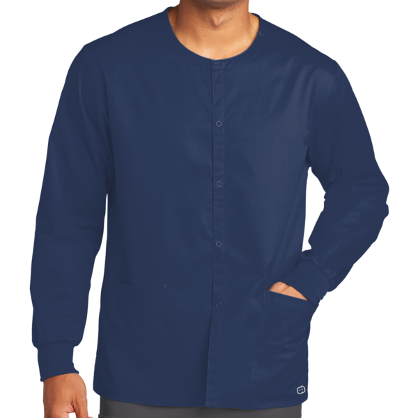 Wink Unisex WorkFlex Snap Front Scrub Jacket, Navy, Front view