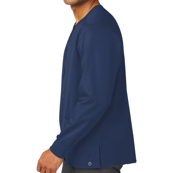 Wink Unisex WorkFlex Snap Front Scrub Jacket, Navy, Left Sleeve view