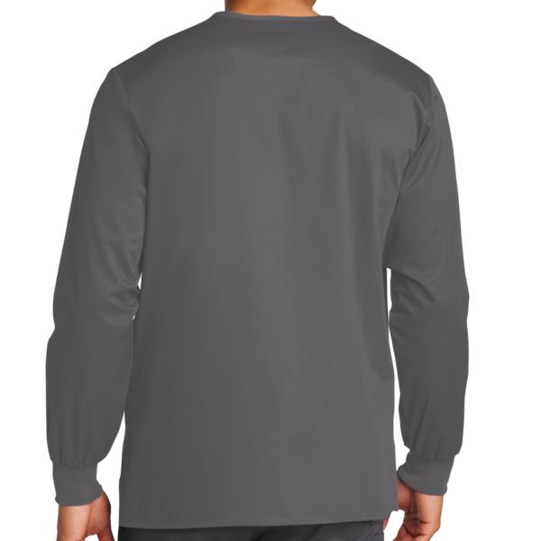 Wink Unisex WorkFlex Snap Front Scrub Jacket, Pewter, Back view