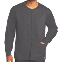 Wink Unisex WorkFlex Snap Front Scrub Jacket, Pewter, Front view