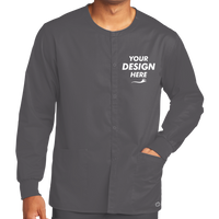 Wink Unisex WorkFlex Snap Front Scrub Jacket, Pewter, Front view, Mockup
