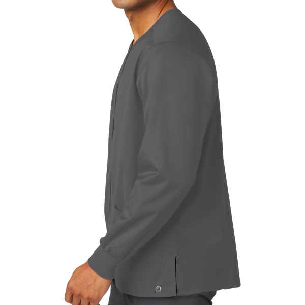 Wink Unisex WorkFlex Snap Front Scrub Jacket, Pewter, Left Sleeve view