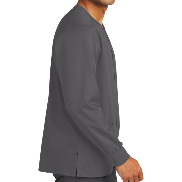 Wink Unisex WorkFlex Snap Front Scrub Jacket, Pewter, Right Sleeve view