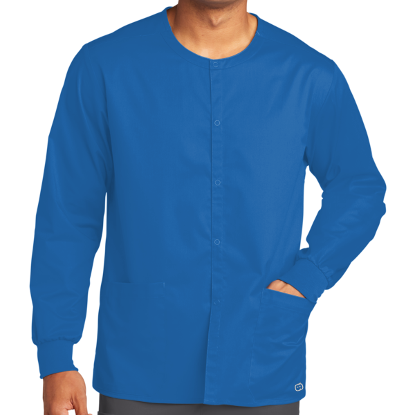 Wink Unisex WorkFlex Snap Front Scrub Jacket, Royal, Front view