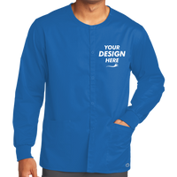 Wink Unisex WorkFlex Snap Front Scrub Jacket, Royal, Front view, Mockup