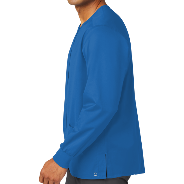 Wink Unisex WorkFlex Snap Front Scrub Jacket, Royal, Left Sleeve view