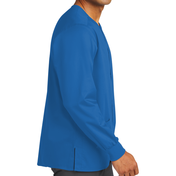 Wink Unisex WorkFlex Snap Front Scrub Jacket, Royal, Right Sleeve view