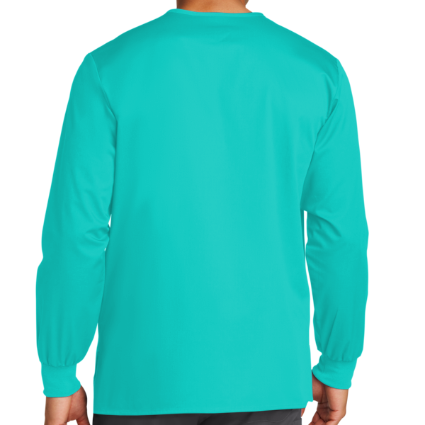 Wink Unisex WorkFlex Snap Front Scrub Jacket, Teal Blue, Back view