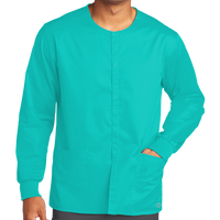Wink Unisex WorkFlex Snap Front Scrub Jacket, Teal Blue, Front view