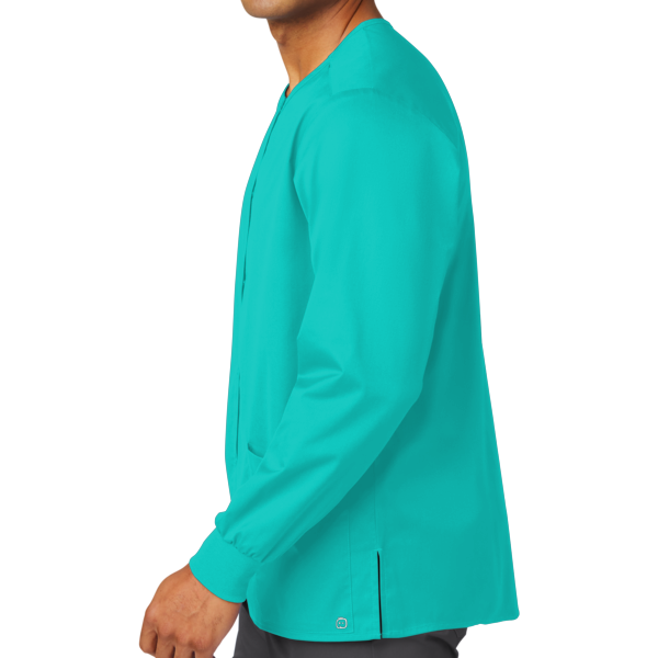 Wink Unisex WorkFlex Snap Front Scrub Jacket, Teal Blue, Left Sleeve view