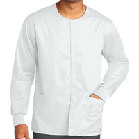 Wink Unisex WorkFlex Snap Front Scrub Jacket, White, Front view
