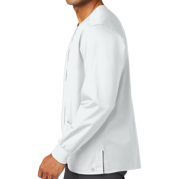 Wink Unisex WorkFlex Snap Front Scrub Jacket, White, Left Sleeve view