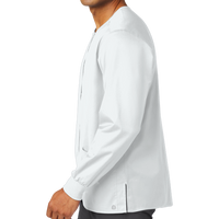 Wink Unisex WorkFlex Snap Front Scrub Jacket, White, Left Sleeve view