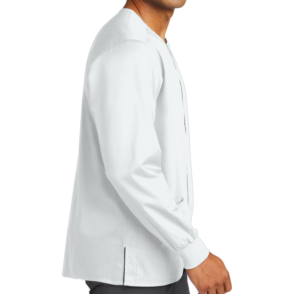 Wink Unisex WorkFlex Snap Front Scrub Jacket, White, Right Sleeve view