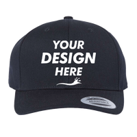 YP Classics CVC Snapback Cap, Black, Front view, Mockup