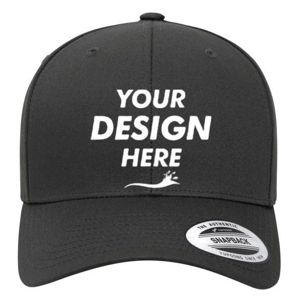 YP Classics CVC Snapback Cap, Charcoal, Front view, Mockup