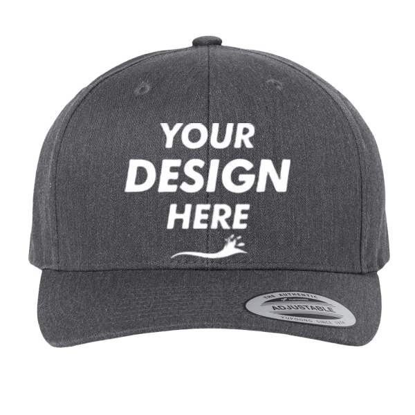 YP Classics CVC Snapback Cap, Dark Heather Grey, Front view, Mockup