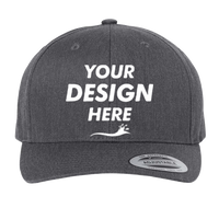 YP Classics CVC Snapback Cap, Dark Heather Grey, Front view, Mockup