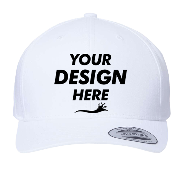 YP Classics CVC Snapback Cap, White, Front view, Mockup