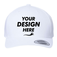 YP Classics CVC Snapback Cap, White, Front view, Mockup