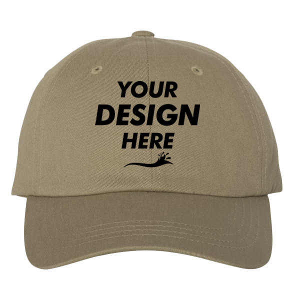 YP Classics Classic Dad Hat, Khaki, Front view, Mockup
