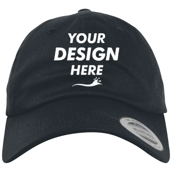 YP Classics EcoWash™ Dad Hat, Black, Front view, Mockup