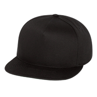 YP Classics Five-Panel Cotton Twill Snapback Cap, Black / Black, Front view