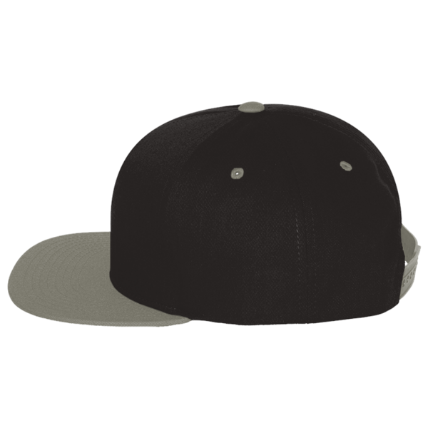 YP Classics Five-Panel Cotton Twill Snapback Cap, Black / Grey, Left Side view