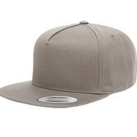 YP Classics Five-Panel Cotton Twill Snapback Cap, Grey / Grey, Front view