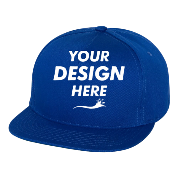 YP Classics Five-Panel Cotton Twill Snapback Cap, Royal Blue / Royal Blue, Front view, Mockup