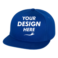 YP Classics Five-Panel Cotton Twill Snapback Cap, Royal Blue / Royal Blue, Front view, Mockup