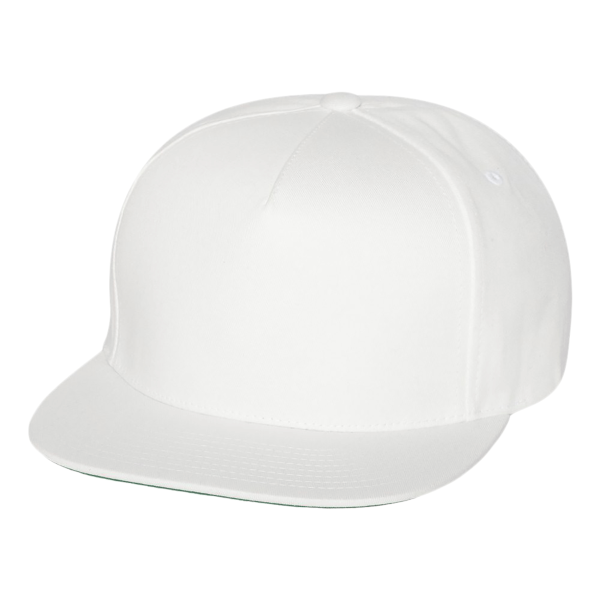 YP Classics Five-Panel Cotton Twill Snapback Cap, White / White, Front view