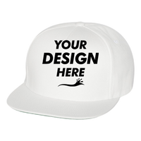 YP Classics Five-Panel Cotton Twill Snapback Cap, White / White, Front view, Mockup
