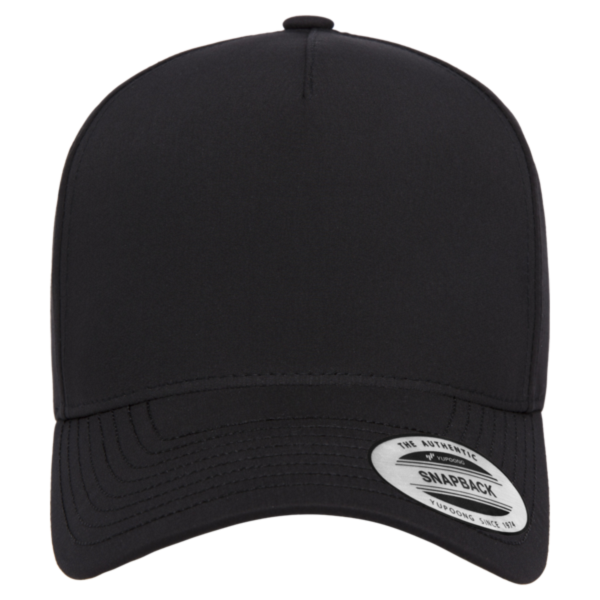 YP Classics Five-Panel Snapback with Perforated Cap, Black, Front view