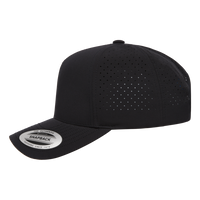 YP Classics Five-Panel Snapback with Perforated Cap, Black, Left Side view