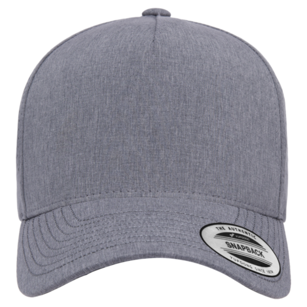 YP Classics Five-Panel Snapback with Perforated Cap, Heather Grey, Front view