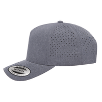 YP Classics Five-Panel Snapback with Perforated Cap, Heather Grey, Left Side view