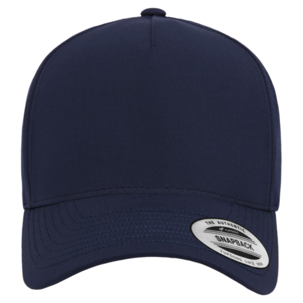 YP Classics Five-Panel Snapback with Perforated Cap, Navy, Front view
